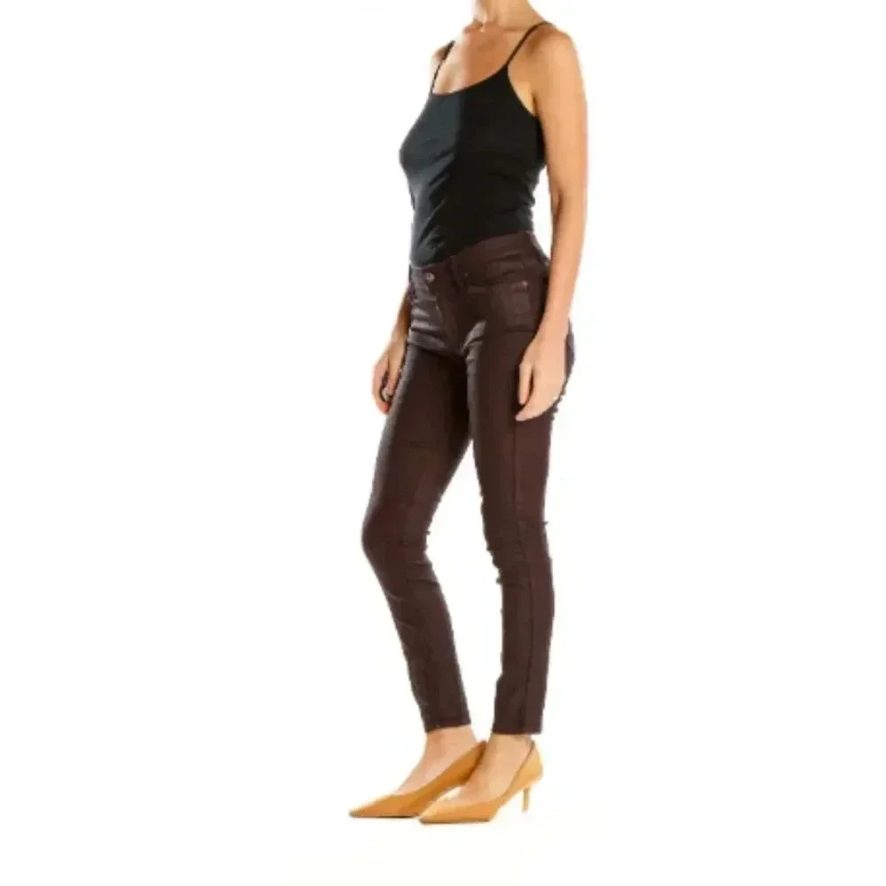 JEN7 Coated Skinny Ankle‎ Jeans Dark Brown NWOT